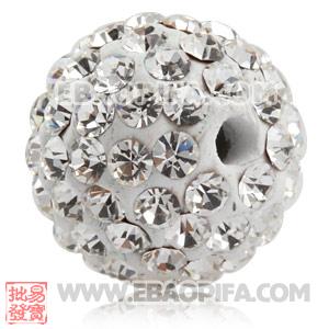 12mm Sambarla style Pave white Czech Crystal Bead 
