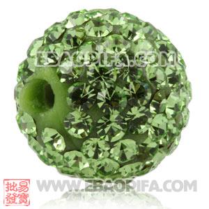12mm Sambarla Style Pave Green Czech Crystal Bead 