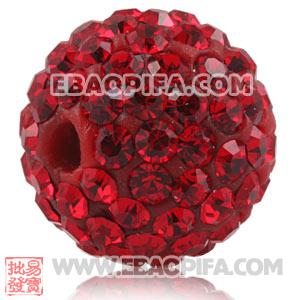 12mm Shamballa Style Pave Red Czech Crystal Bead 