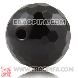 Wholesale 12mm Sambarla Style Faceted Black Agate Beads 
