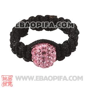 Wholesale Handmade Macrame Pink Czech Crystal Rings 