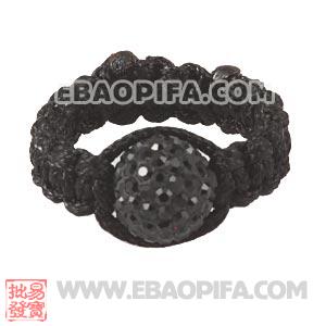 Wholesale Handmade Macrame Black Czech Crystal Rings 