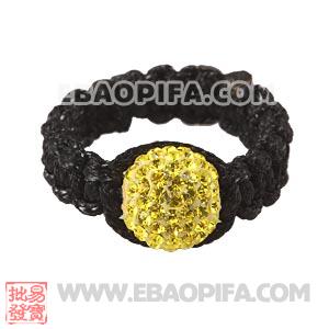 Wholesale Handmade Macrame Yellow Czech Crystal Rings 