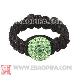 Wholesale Handmade Macrame Green Czech Crystal Rings 