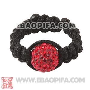 Wholesale Handmade Macrame Red Czech Crystal Rings 