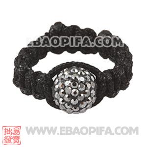 Wholesale Handmade Macrame Grey Czech Crystal Rings 