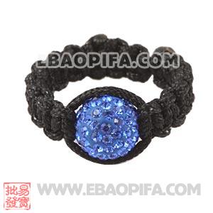 Wholesale Handmade Macrame Blue Czech Crystal Rings 