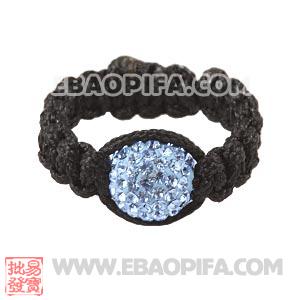 Wholesale Handmade Macrame Blue Czech Crystal Rings 