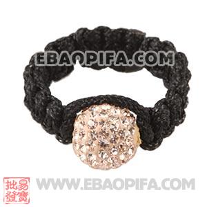 Wholesale Handmade Macrame Pink Czech Crystal Rings 