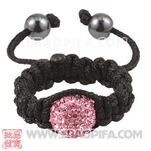 Wholesale Handmade Macrame Pink Czech Crystal Rings 