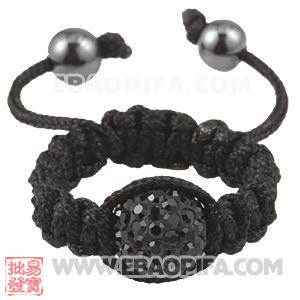 Wholesale Handmade Macrame Black Czech Crystal Rings 
