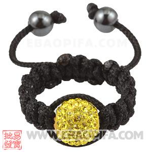 Wholesale Handmade Macrame Yellow Czech Crystal Rings 