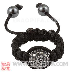 Wholesale Handmade Macrame Grey Czech Crystal Rings 