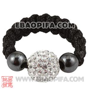 Wholesale White Czech Crystal Macrame Handmade Macrame Rings 