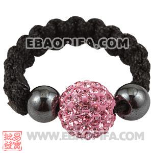 Wholesale Pink Czech Crystal Macrame Handmade Macrame Rings 