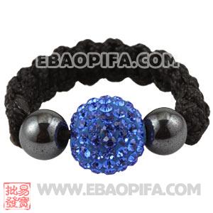 Wholesale Blue Czech Crystal Macrame Handmade Macrame Rings 