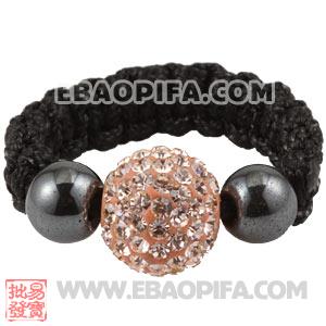 Wholesale Rose Czech Crystal Macrame Handmade Macrame Rings 