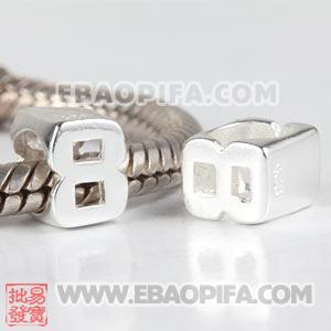 批发925纯银珠子 阿拉伯数字珠子 欧洲珠 大孔数字珠
