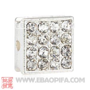 Wholesale Pave Crystal Square Alloy Beads 