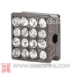 Wholesale Gun Black Pave Crystal Square Alloy Beads 