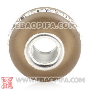 批发进口奥地利施华洛世奇水钻点钻珠 925纯银直通管金刚石珠子 磨砂珠子