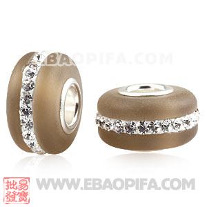 批发进口奥地利施华洛世奇水钻点钻珠 925纯银直通管金刚石珠子 磨砂珠子