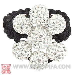 Wholesale Handmade Macrame Czech Crystal Flower Rings 