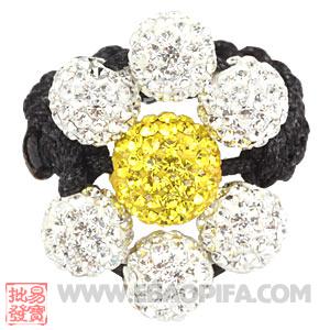 Wholesale Handmade Macrame Czech Crystal Flower Rings 