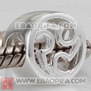 线条纹镂空珠子 银白色925纯银珠子 素银珠