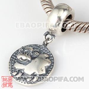 生肖羊银珠 生肖珠 925纯银星座珠 潘多拉风格星座珠子 欧洲珠