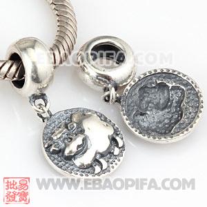 生肖羊银珠 生肖珠 925纯银星座珠 潘多拉风格星座珠子 欧洲珠
