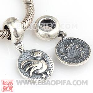 生肖鸡珠子 生肖珠 925纯银星座珠 潘多拉风格星座珠子 欧洲珠