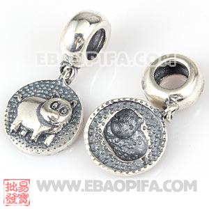 生肖猪银珠 生肖珠 925纯银星座珠 潘多拉风格星座珠子 欧洲珠