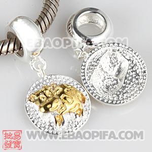 镀金生肖牛银珠 生肖珠 925纯银星座珠 潘多拉风格星座珠子 欧洲珠