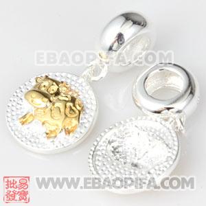 镀金生肖牛银珠 生肖珠 925纯银星座珠 潘多拉风格星座珠子 欧洲珠