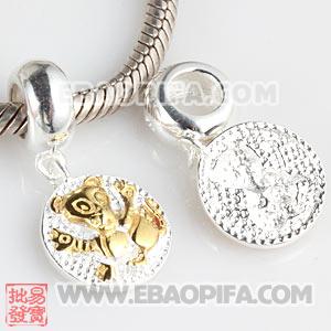 镀金生肖牛银珠 生肖珠 925纯银星座珠 潘多拉风格星座珠子 欧洲珠