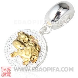 镀金生肖牛银珠 生肖珠 925纯银星座珠 潘多拉风格星座珠子 欧洲珠