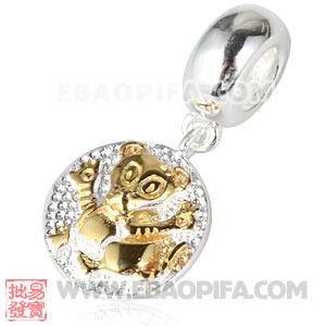 镀金生肖牛银珠 生肖珠 925纯银星座珠 潘多拉风格星座珠子 欧洲珠