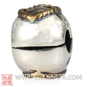编织爱心定位珠 定位扣 潘多拉风格 925纯银定位扣珠子