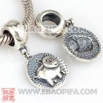 生肖猪银珠 生肖珠 925纯银星座珠 潘多拉风格星座珠子 欧洲珠