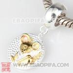 镀金生肖鼠银珠 生肖珠 925纯银星座珠 潘多拉风格星座珠子 欧洲珠