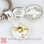 镀金生肖鼠银珠 生肖珠 925纯银星座珠 潘多拉风格星座珠子 欧洲珠