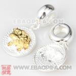 镀金生肖牛银珠 生肖珠 925纯银星座珠 潘多拉风格星座珠子 欧洲珠
