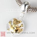 镀金生肖牛银珠 生肖珠 925纯银星座珠 潘多拉风格星座珠子 欧洲珠