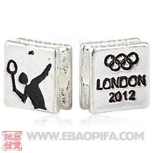 Wholesale London 2012 Olympics Badminton Square Alloy Beads 