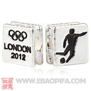 Wholesale London 2012 Olympics Football Square Alloy Beads 