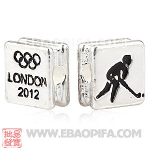 Wholesale London 2012 Olympics Hockey Square Alloy Beads 