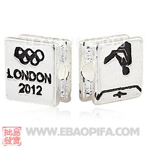 Wholesale London 2012 Olympics Gymnastics Trampoline Square Alloy Beads 