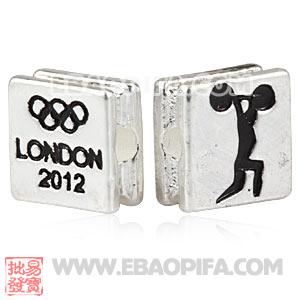 Wholesale London 2012 Olympics Weightlifting Square Alloy Beads 