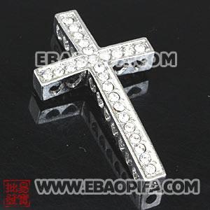 Wholesale Handmade Platinum Plated Holy Cross Charms Beads With Crystal 